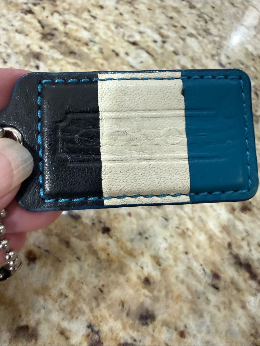 2 Pc Bundle Coach Purse Leather Tri Color Hangtag Purse Charm